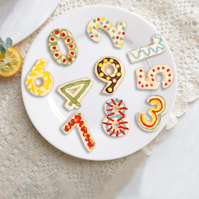 9PCS Number Cookie Cutters Set Birthday Numbers 0-8(6 Reverses to 9 Stainless gallery