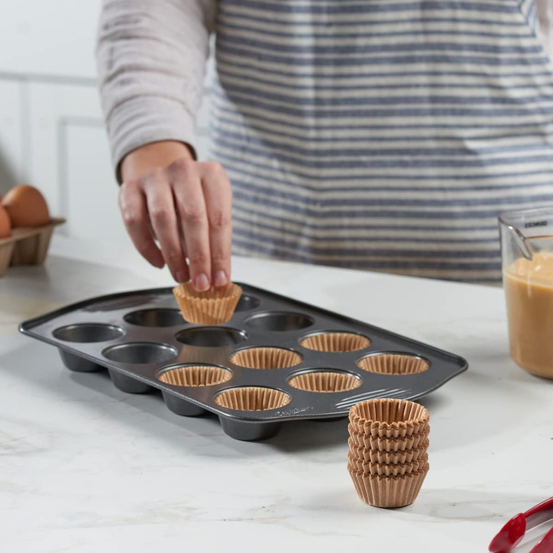 [500 Pcs] Kraft Mini Cupcake Liners for Baking - Food Grade & Grease-Proof, Dura gallery