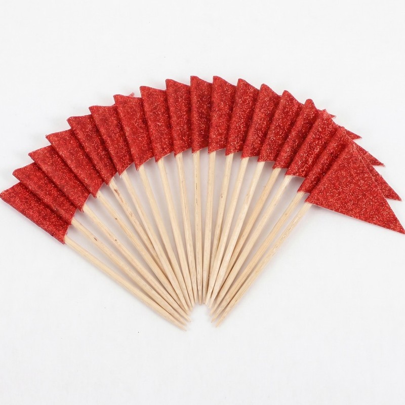 120 Pcs Triangle Flag Cupcake Picks Cocktail Toothpicks Appetizer Flags gallery