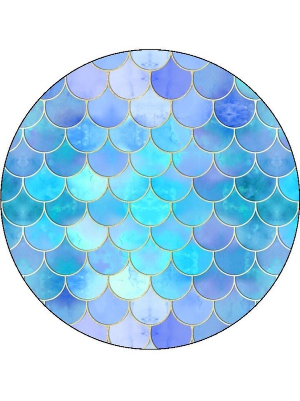 Mermaid Pattern Sea Blue Cake Toppers Edible Icing Cake Decorations #01