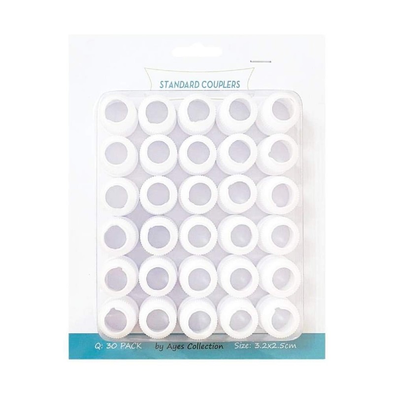 30 Pairs Plastic Standard Couplers Cake Decorating for Icing Nozzles, White