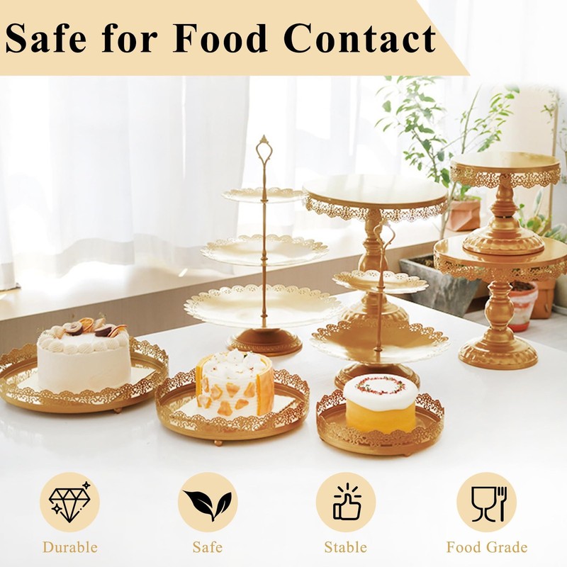 Set of 9 Cake Stands Metal Cupcake Stand Set Multiple Styles Candy Fruit Disp... gallery