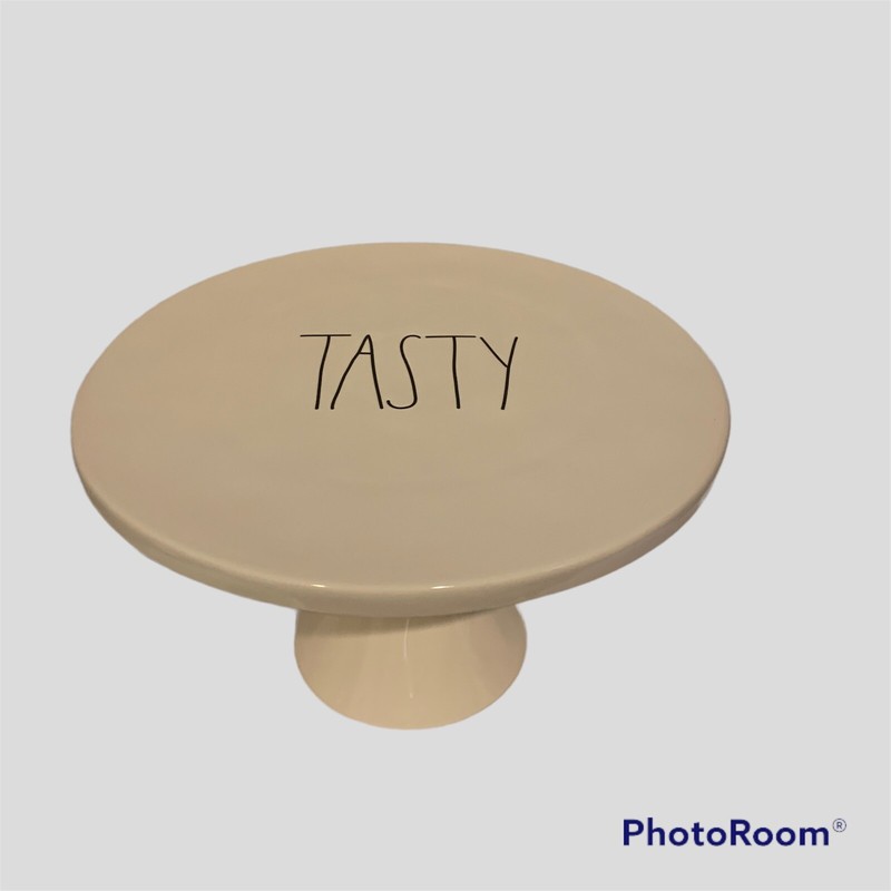 Rae Dunn TASTY Cake Stand 7” High 12” Round gallery
