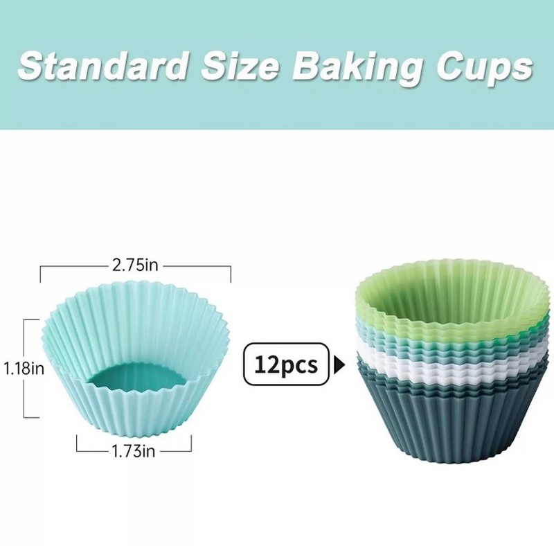 36 Silicone Muffin Baking Cups Reusable Cupcake Liners Non-stick 3 Packs of 12 gallery
