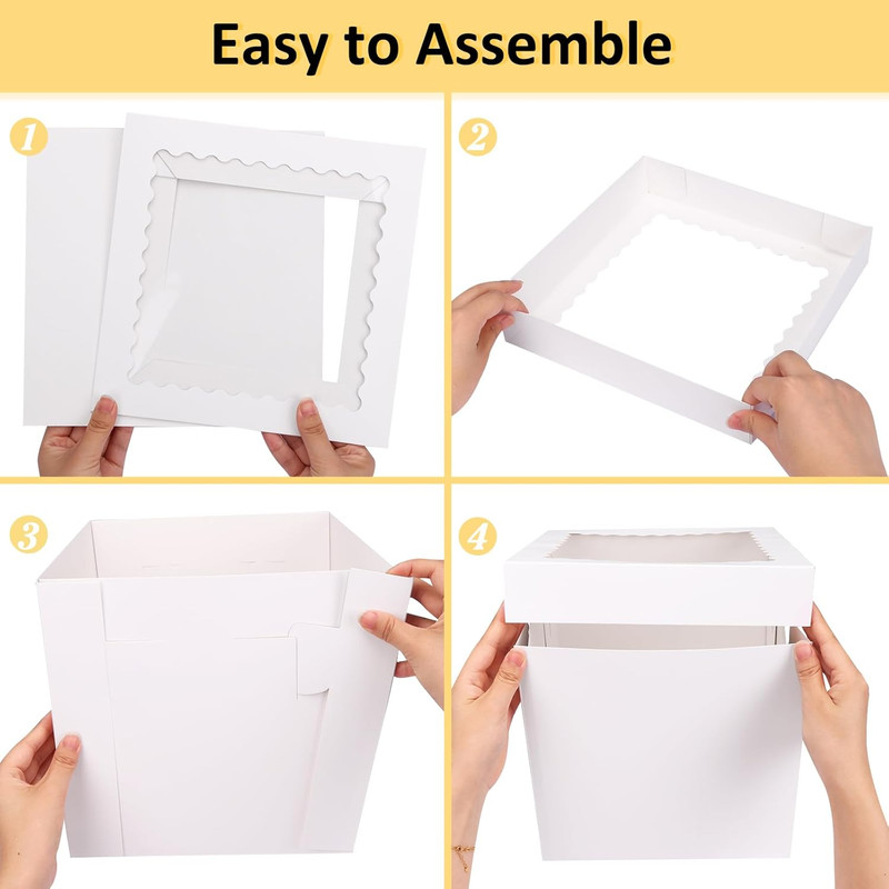 16Pcs Cake Boxes, 10X10X10 Inches Tall White Square Bakery Boxes, Cajas Pasteles gallery