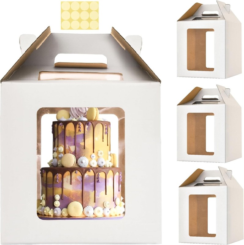3 Pack 14x14x14 Inch Tall Cake Boxes for Tier Cakes, 12in 14in Large Tiered C…