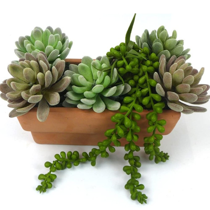 FLIPPED 3 Pack Artificial Plant Succulent Plants Hanging Green&13.7 in, Green gallery