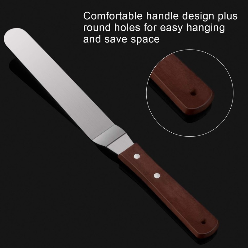 Cake Decorating Spatula Set Stainless Steel 4 6 8 10 Inch with Wooden Handles gallery