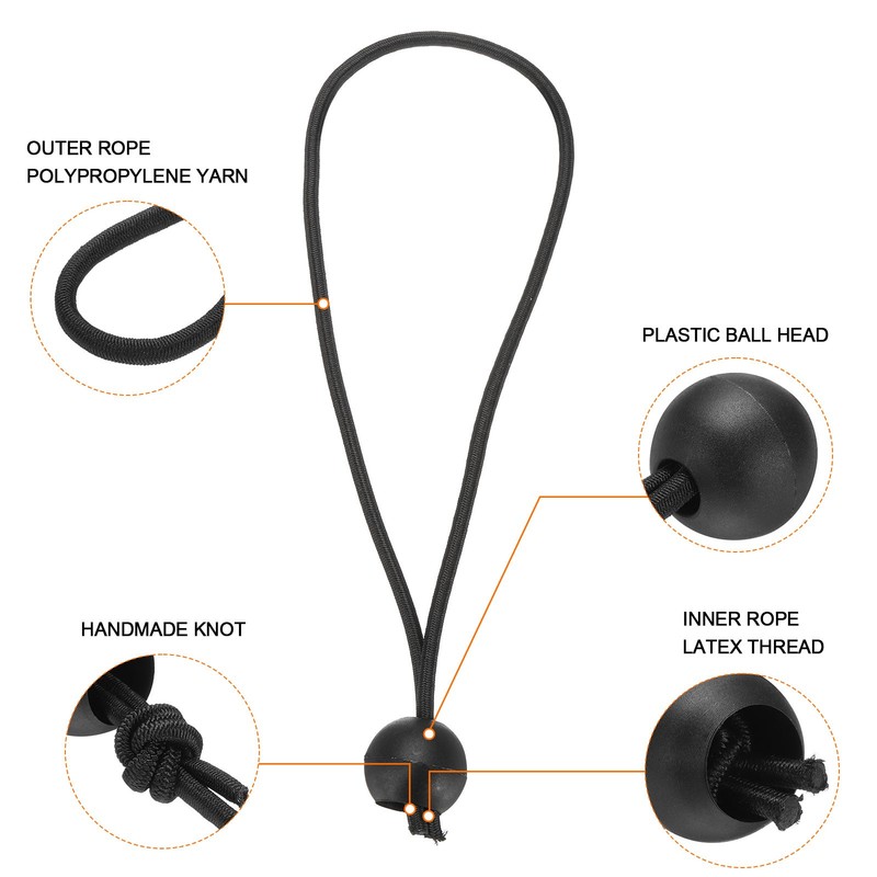 50Pcs Ball Bungee Cords 8" Heavy Duty Bungee Cord Balls for Tent Holding, Black gallery