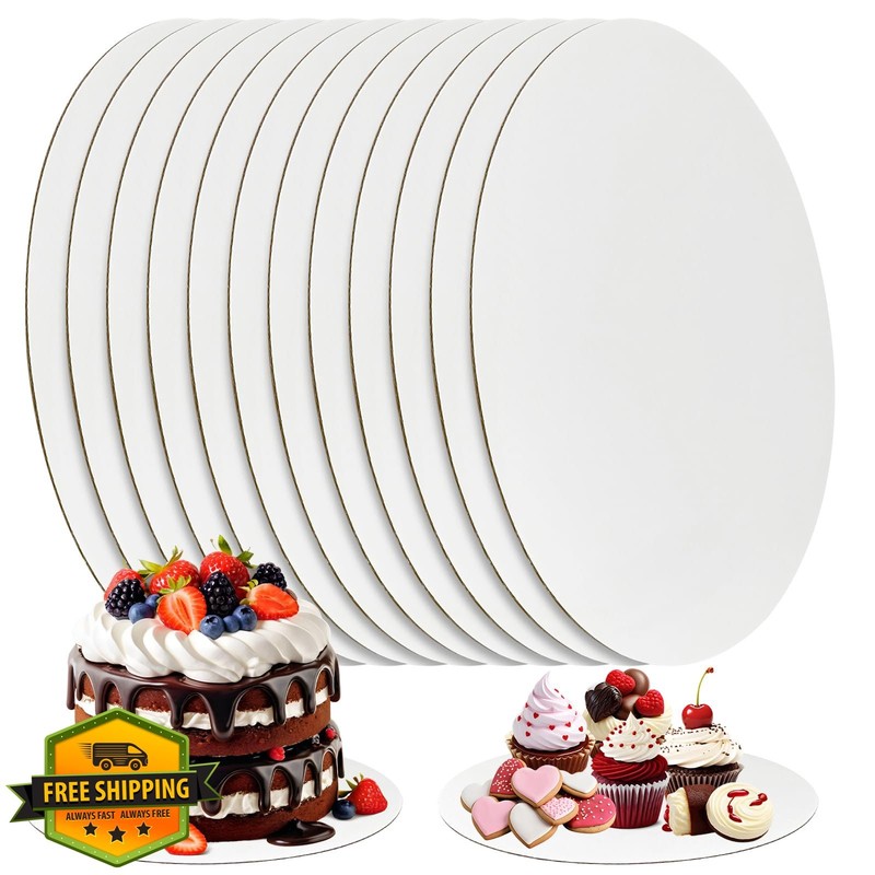 Cmkura 8 Pcs 12 Inch Round Cake Boards