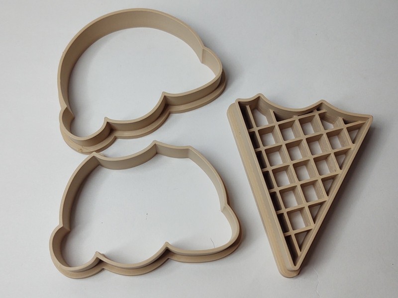 Ice Cream Cone Dough Cookie Cutter Stamp Outline NEW 3 Piece for Play Doh Clay gallery