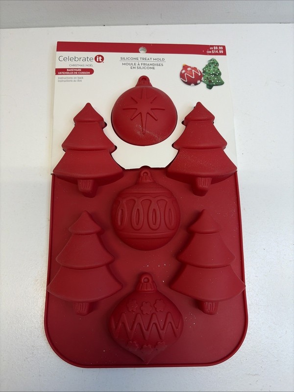 Celebrate It Christmas Silicone Treat Trees & Ornaments Candy Mold-NEW