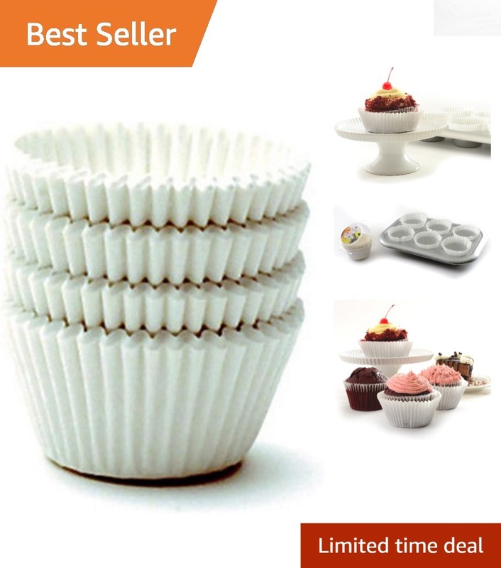 Pack of 48 Giant Muffin Cups, White – Effortless Baking & Cleanup