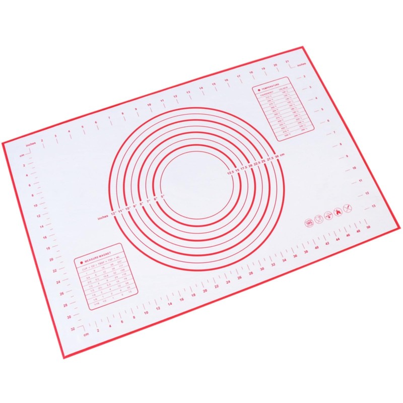 24x16 Inch Extra Thick Silicone Baking Mat with Measurements | nomal, Red
