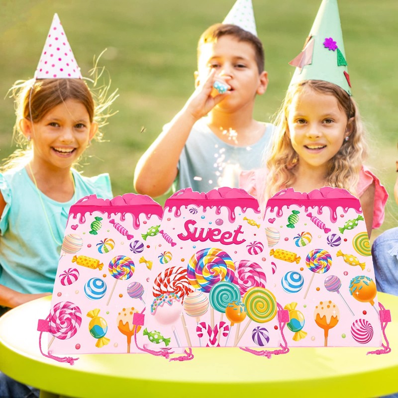 12 Pack Lollipop Drawstring Party Bags,Sweet Candy Gift Treat Bags for Kids G... gallery