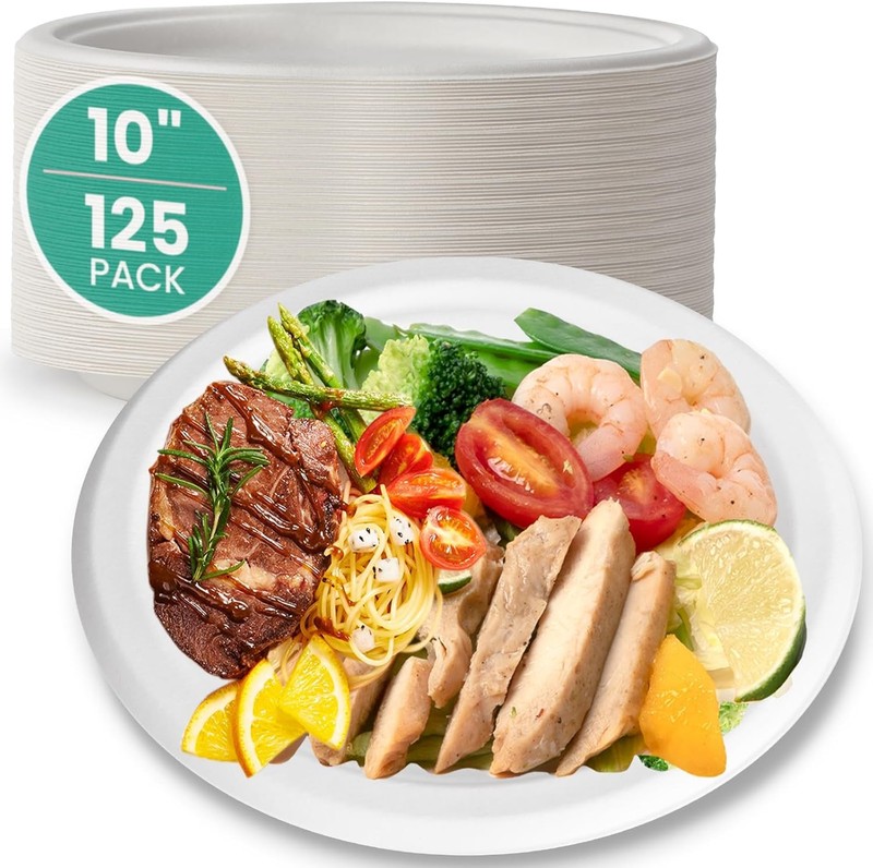 100 Pack Compostable Paper Plates 6" Appetizer Plates Square Dessert Heavy-Duty gallery