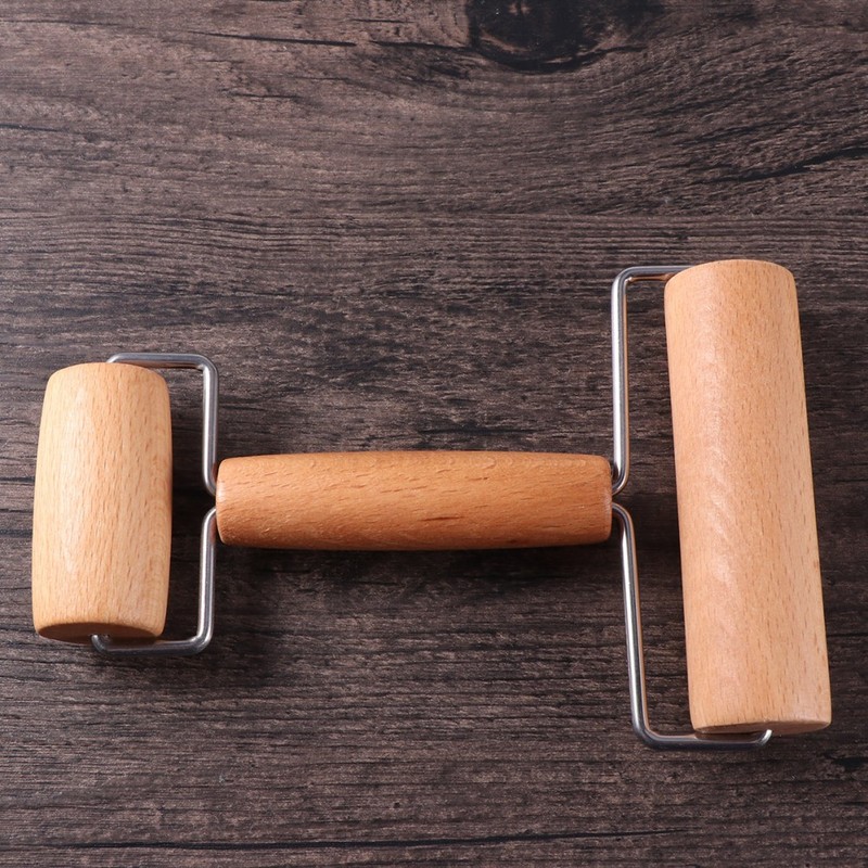 T Shape Wooden Baking Roller Dough Rolling Pin for Pasta Cookies Pizza 19×7.5 cm