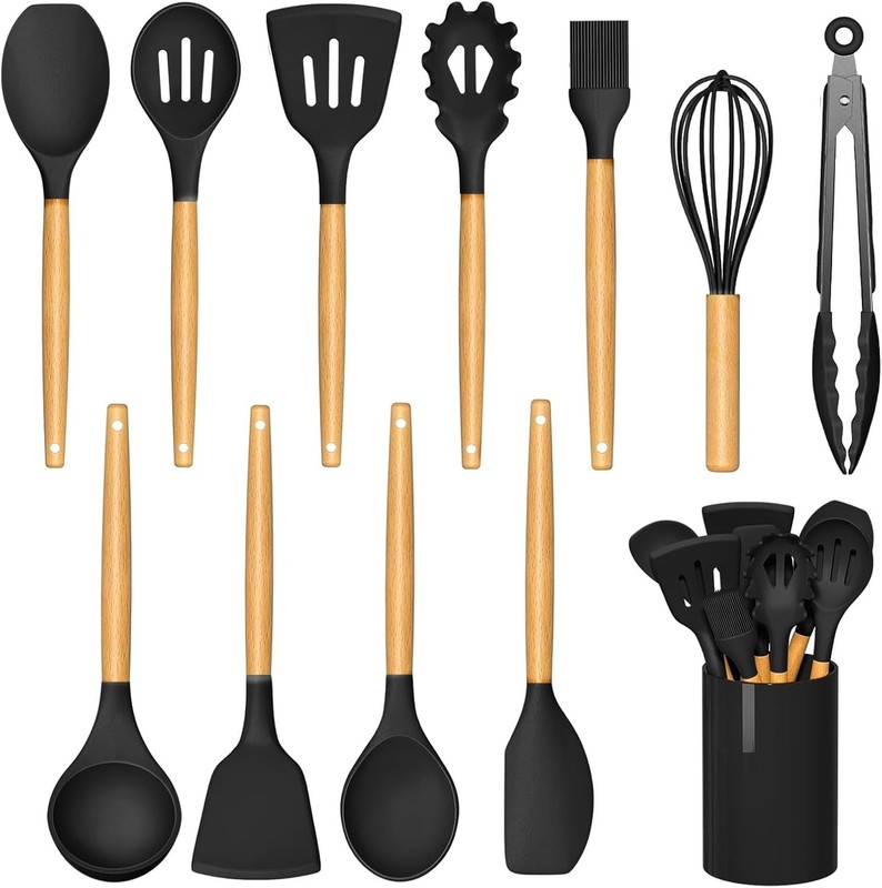 Silicone Cooking Utensils Set For Kitchen, Spoons Spatula Spatulas