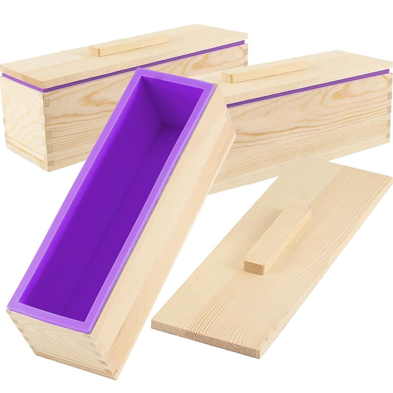 3PCS 47oz Silicone Soap Kit, Purple Rectangular Silicone Loaf Soap Making wit…