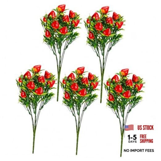 pcs Artificial Strawberry Branch, Simulated Strawberry Bouquet, Realistic 5