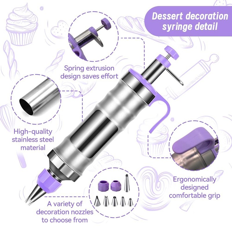 Dessert Decorating Syringe Set with 8 Silicone Cupcake Liners,Frosting Piping... gallery