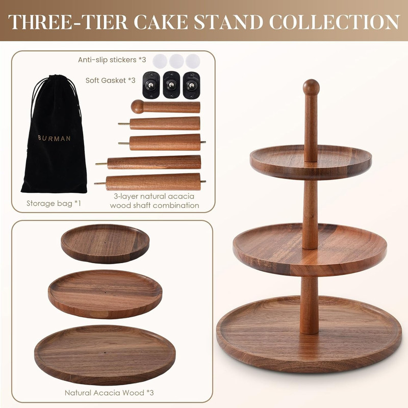 Cupcake Stand Dessert Table Display Set – 2 in 1 Adjustable Height Rustic Natura gallery