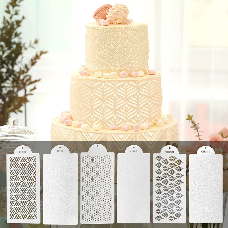 6-Piece Cake Decorating Stencils Set for Buttercream and Fondant Designs gallery