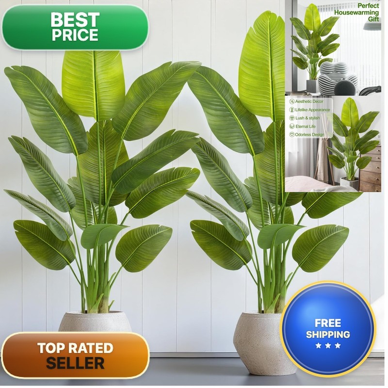 Keeplush Lifelike Bird of Paradise Artificial Plant 5ft Faux Banana Leaf Tree