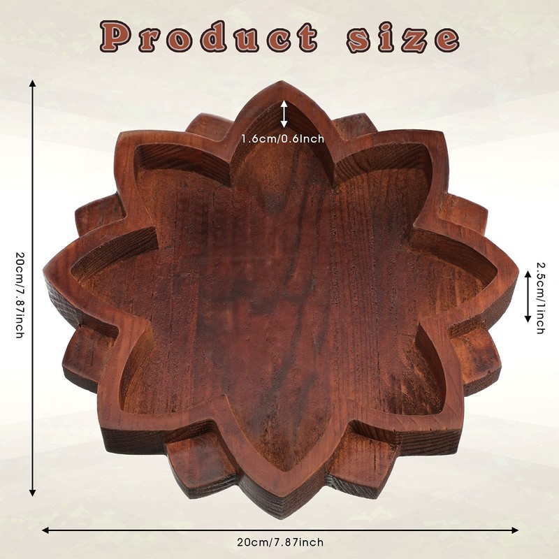 Lotus Crystal Tray for Healing Stones Wooden 7.9" x x 1", Brown gallery