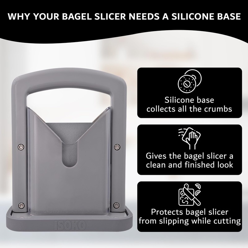 ISOKO Bagel Slicer Premium Stainless Steel Bagel cutter, with Smooth Guillot... gallery