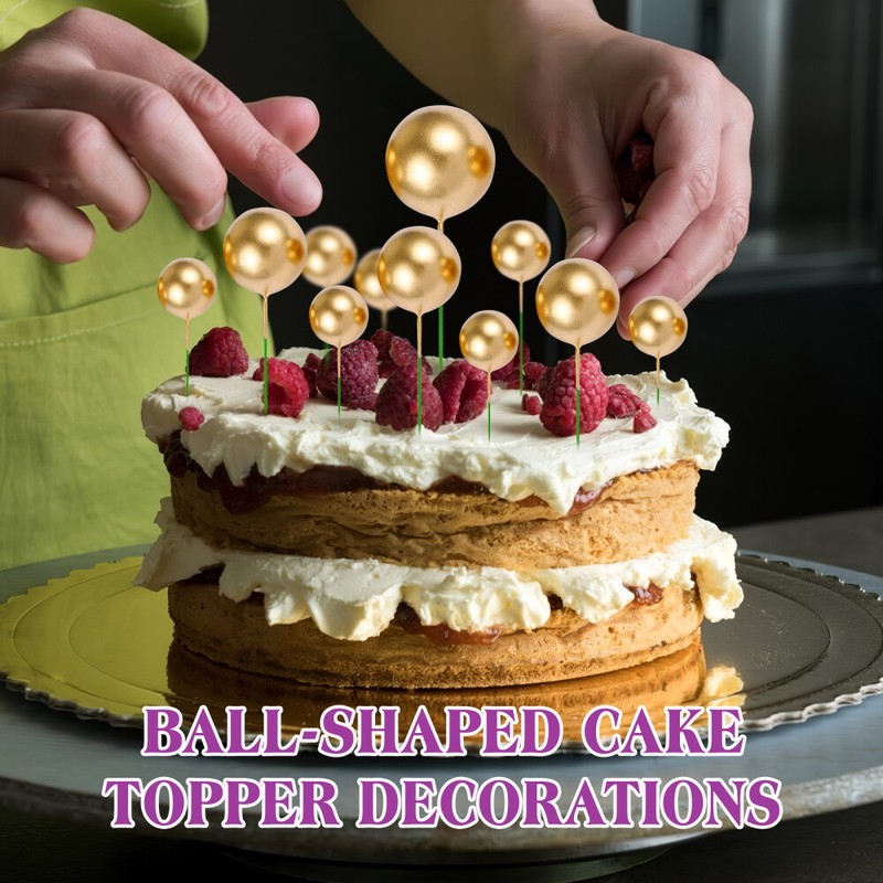 20PCS Cupcake Topper Cake Toppers Gold Balls for Cake Decoration Cake gallery