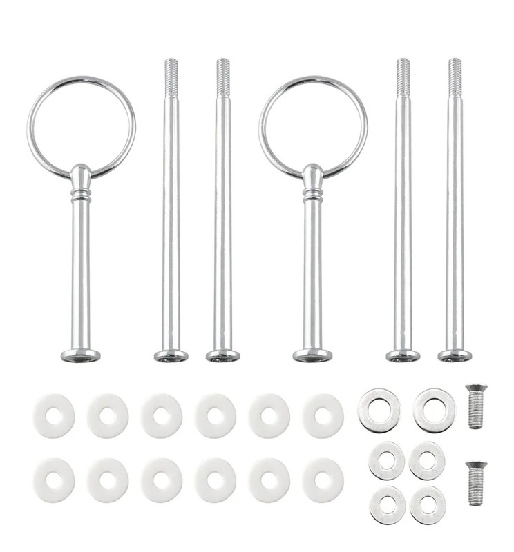 2sets Metal Party Wedding Cake Stand Center Handle Rod Fittings, Round