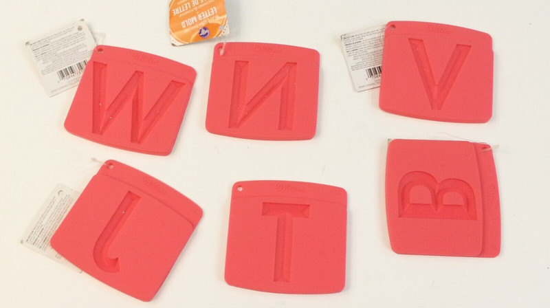 6 NEW NWT Wilton Letter Molds Icing Cake Decorating Letters W B N J V N T