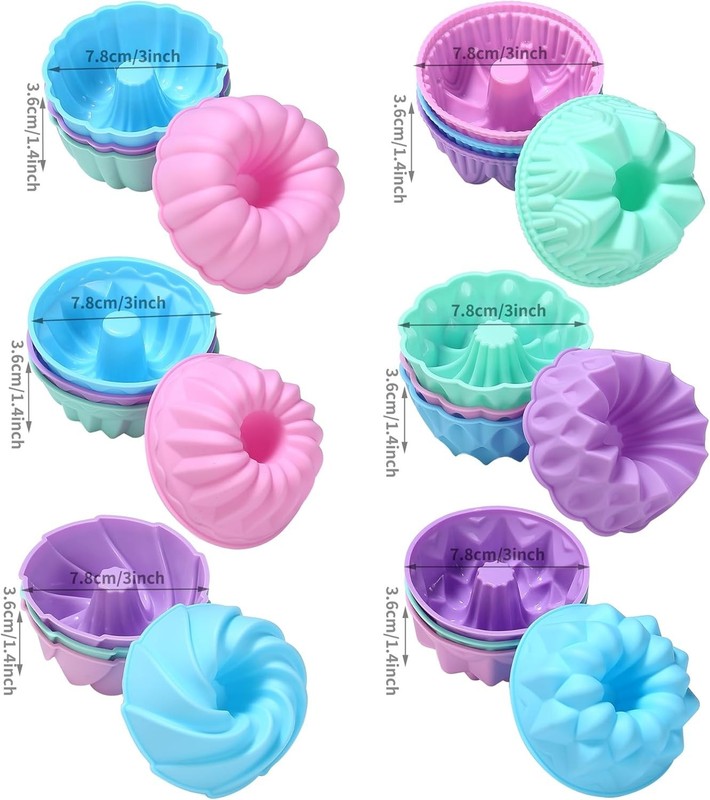 24-Pack Silicone Donut Molds Nonstick Baking Cups Muffin Pan Oven Safe gallery