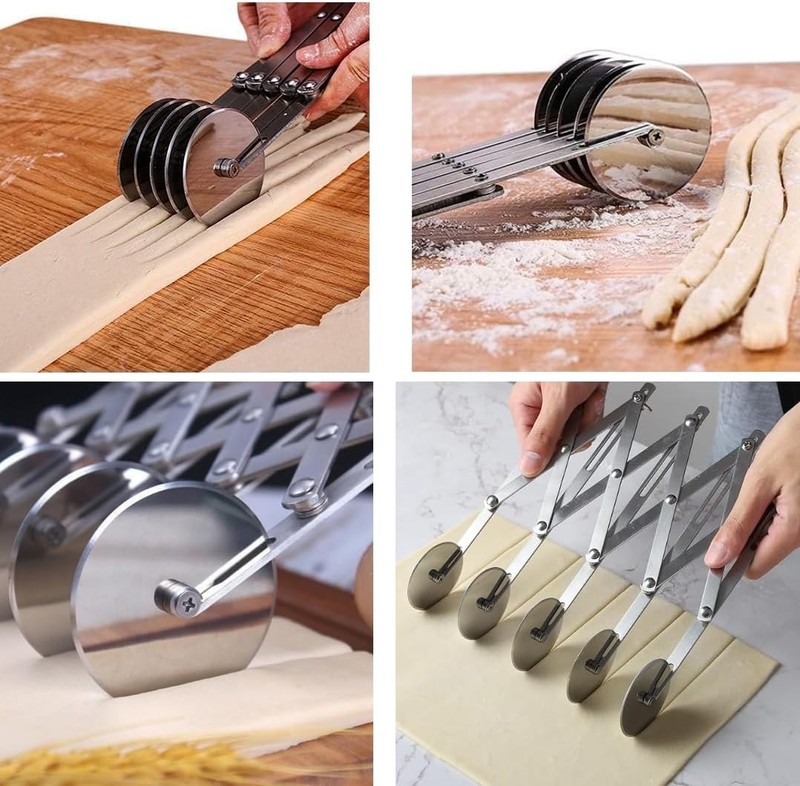 5 Wheel Pastry Cutter Stainless Steel Expandable Pizza Slicer Multi-Round Pastry gallery