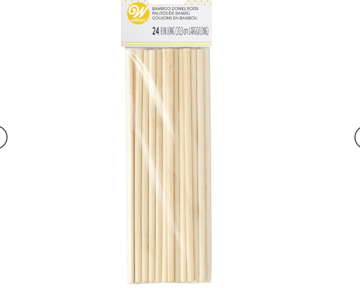 Wilton 8in Bamboo Sticks for Tiered Cakes & Lollipops pack of 24