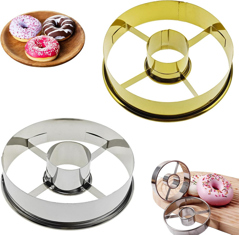 2 Pack Stainless Steel Donut Cutter 3.86 Inch Doughnut Mold Professional Baking gallery