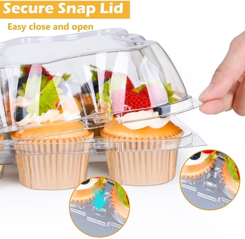 Plastic Cupcake Containers 12 Count (12 Sets), Stackable Cupcake Boxes Holders w gallery
