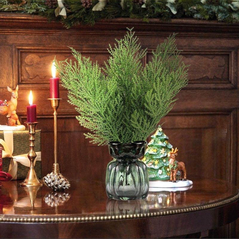 Hananona 40 Pcs Artificial Cedar Picks Plastic Green Christmas Wreath Decor gallery