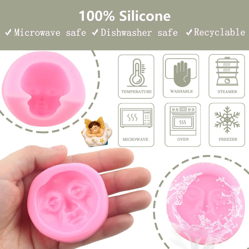 Moon Face Silicone Molds Human Face Fondant Mold for Cake Decorating Cupcake Top gallery