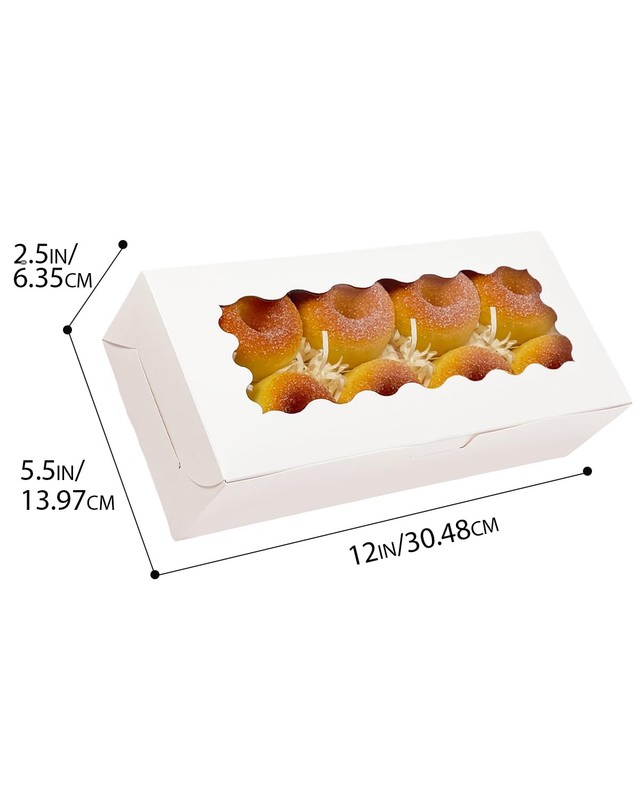 15 PCS White Cookie Box 12x5.5x2.5 Inch Window Pastry Biscuit Bakery Packaging gallery