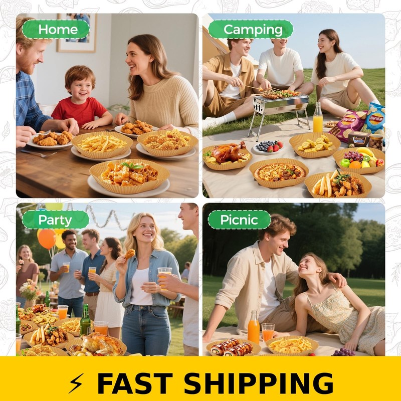 Ctizne Disposable Air Fryer Liners 150Pcs 8" Non-Stick Food Grade gallery