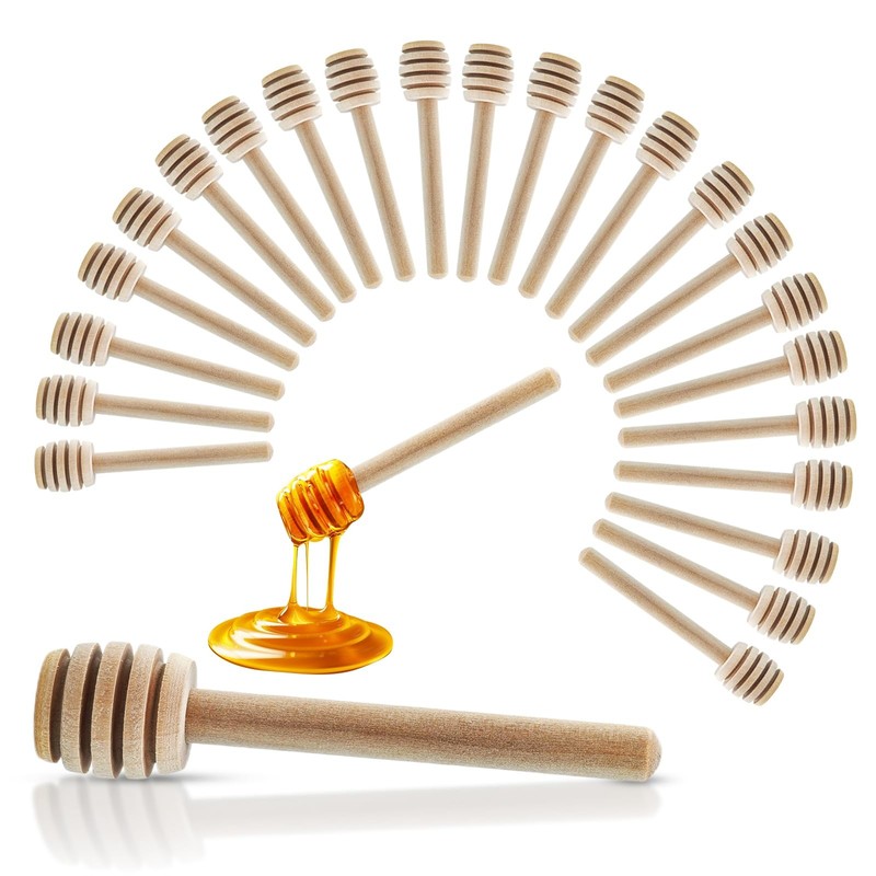 Wooden Honey Dipper Stick Small Stirrer Wand Spoons For Jar 3.3 Inch 50 PCS