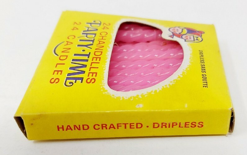 VTG Party Time Dripless Pink Birthday Cake Candles (17) Made in Japan w Box Prop gallery
