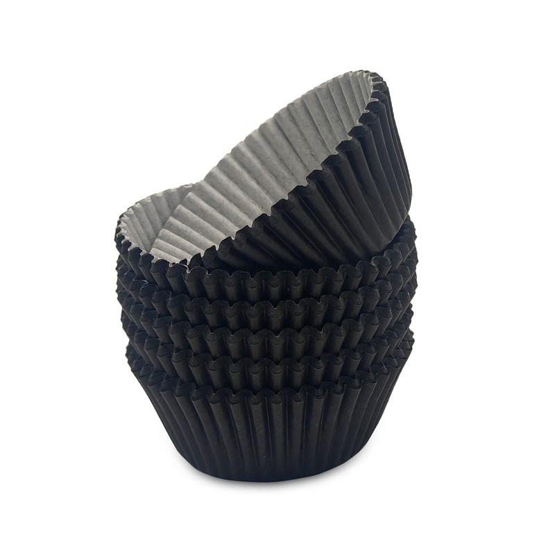 Standard Baking Cups, Classic Black Greaseproof Festive Cupcake Liners, 150-c... gallery