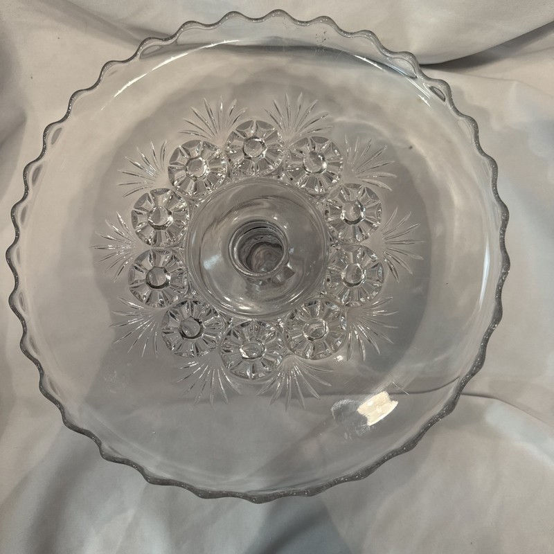 Vintage Clear pedestal cake plate 11” x 4”