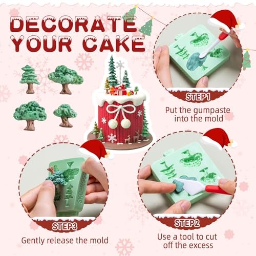 Christmas Silicone Molds,Tree Cake Decorations Mold,Christmas Tree 2 Pcs gallery