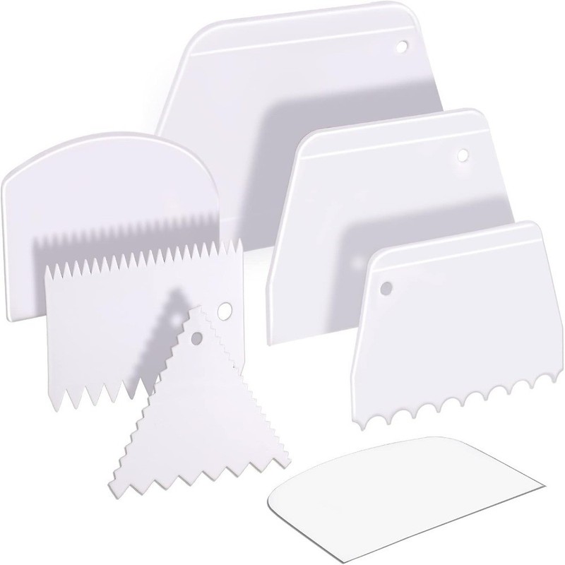 7-Piece Dough Scraper Set with Bowl Scraper Cake Smoother Cutter Spatula and