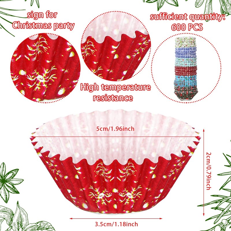 600 Pcs Christmas Candy Cups Paper Candy Making Supplies Santa Claus Snowman Bak gallery