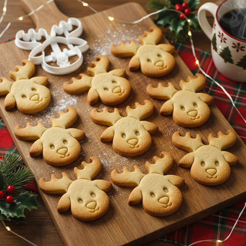 Set of 2 Santa Claus & Reindeer Cookie Cutters – Cute Christmas Baking Mold gallery
